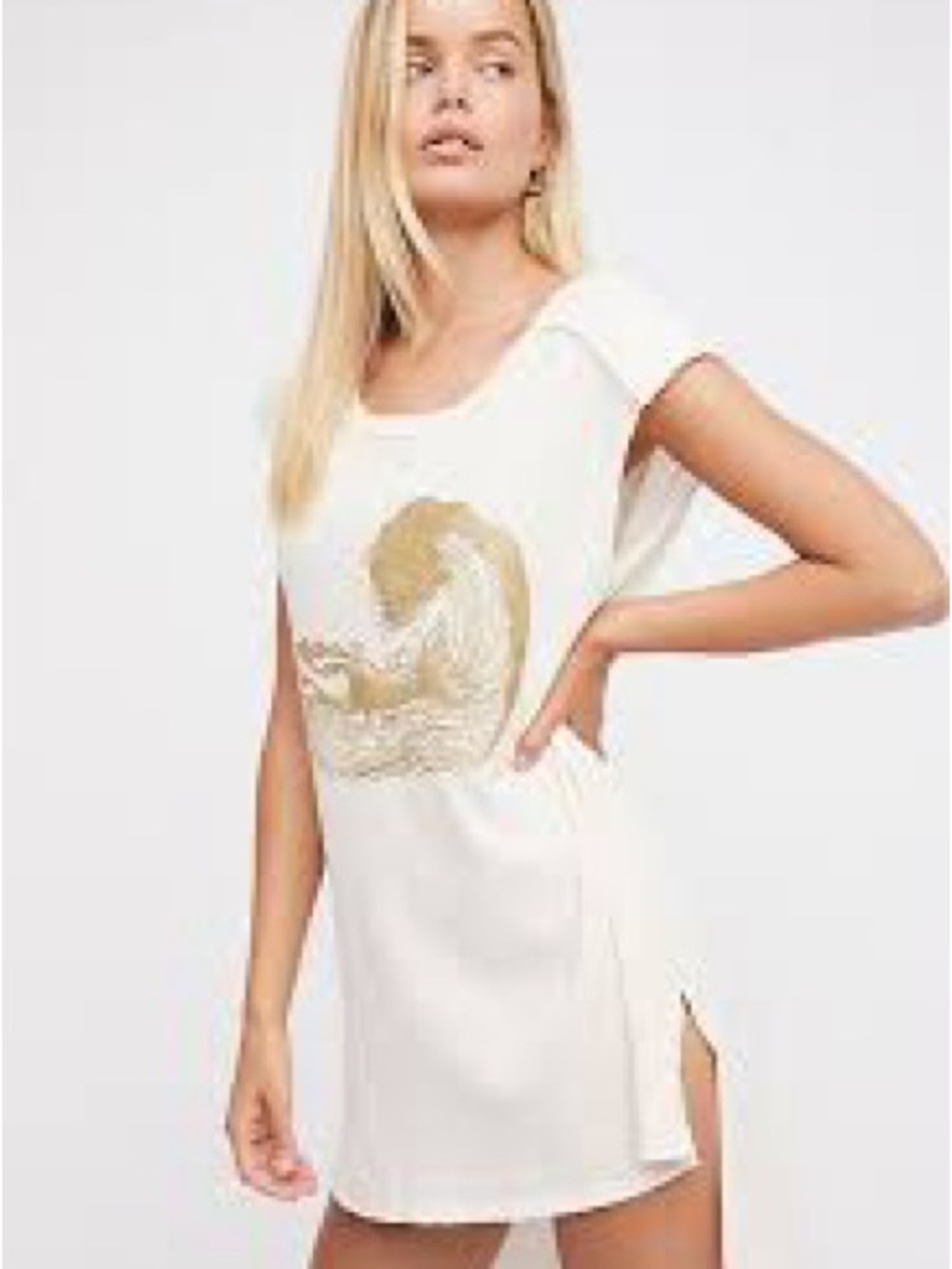 Free People Gold Mermaid Tunic Tank Size XS